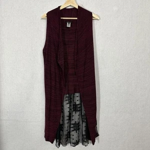 Chaleco Plumero John Mark Top Mujer M Granate Floral Bordado Oscuro Cabaña Otoño - Imagen 1 de 13