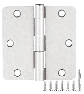 24 Pack 3.5 X 3.5 Inch Rounded Door Hinges Brushed Nickel with 5/8 Radius - Picture 1 of 8