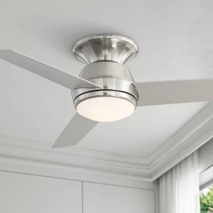 44" Marbella Breeze Modern Indoor Hugger Ceiling Fan LED Light Remote Nickel - Picture 1 of 7