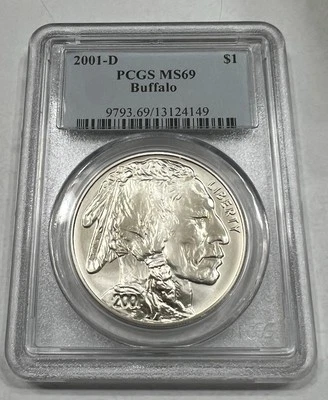 2001-D Buffalo Commemorative Silver Dollar PCGS MS69 - Image 1 of 4