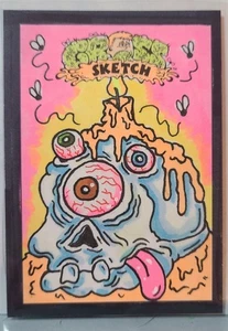 GARBAGE PAIL KIDS SKETCH CARD GROSS CARD CON GLOWING AMBER  SCHERES SHRUNK HEADS - Picture 1 of 5