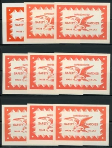 ¡LOTE DE 9 ETIQUETAS PUBLICITARIAS MATCHBOX VINTAGE GRANDE DE MALTA!! XX64 - Imagen 1 de 1