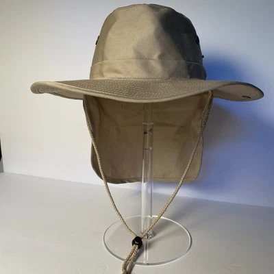 Safari Sun Hat Beige With Neck Guard & Chin Strap One Size See Photos - Image 1 of 4