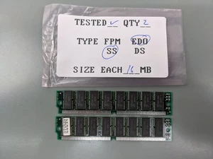 (2) 16MB EDO SIMMs, 72-pin RAM Memory Sticks (32MB Total) - Picture 1 of 3