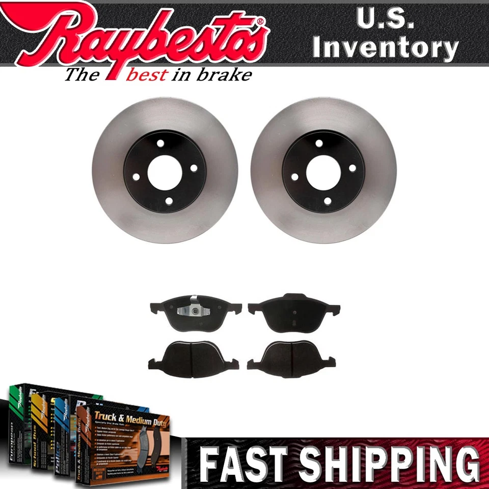 Front Brake Rotors & Ceramic Brake Pads with Hardware For 2005-2007 Ford Focus - Image 1 of 4