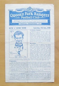 QUEENS PARK RANGERS QPR v LUTON TOWN FA Cup 1947/1948 *Good Condition Programme* - Picture 1 of 3