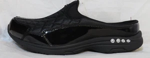 EASY SPIRIT WOMEN CLOG MULE US 7 WW BLACK PATENT LEATHER TRAVELTIME 12 NIB - Picture 1 of 6