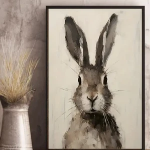 A4 Rabbit Hare Vintage Style Print Picture Wall Art Neutral Tones Retro Prints - Picture 1 of 2