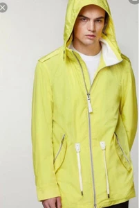 $750 Designer MACKAGE Men Leather Logo Removable Hood Rain Parka Jacket 40 - Picture 1 of 6