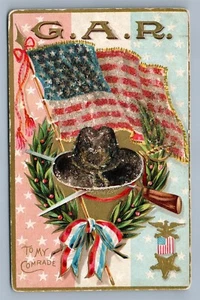 G.A.R. PATRIÓTICA ANTIGUA POSTAL DECORACIÓN SERIE DÍA No. 2 - Imagen 1 de 2