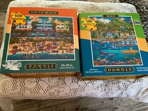 DOWDLE Puzzle - SOUTH BEACH AND MAUI 500 PiecesEACH . Unused 16 X 20 COUNTED - Picture 1 of 2
