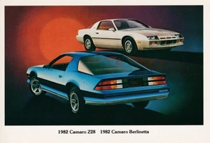 1982 Chevy Camaro Berlinetta & Z-28 Sport Coupe, Dealership Advertising Postcard - Picture 1 of 2