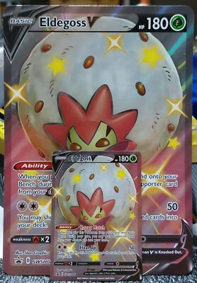 Pokemon Card Eldegoss V SWSH084 Holo Rare Black Star Promo Jumbo & Regular Cards - Image 1 of 4