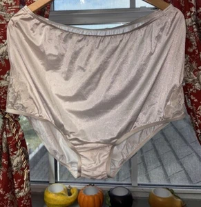 Vanity Fair 10/3XL Nylon Sissy Panty LACE Nouveau Slippery LIGHT CREAM Granny - Picture 1 of 5
