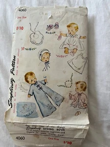 Original 1950s Simplicity Pattern 4060 Infants Layette w Angel Transfer - Picture 1 of 7