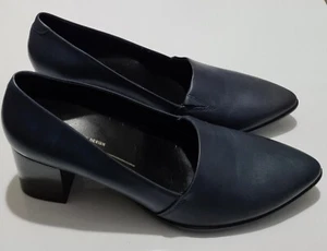 Ecco Leather Slip-on Pumps Shoes Navy Grey Size uk 7 eu 41 - Picture 1 of 6