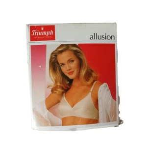 Sujetador de copa completa vintage Triumph International Allusion 20 E blanco sin cables Reino Unido 38B - Imagen 1 de 5