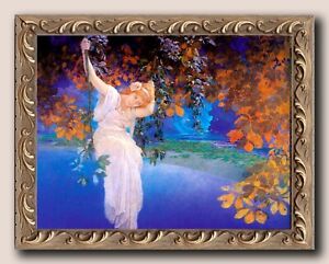 Reveries, Maxfield Parrish, 7" X 9"  image. Ornate framed canvas