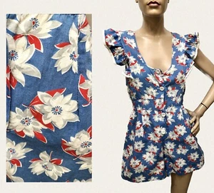TRAJE DE JUEGO de algodón con volantes SACO DE ALIMENTACIÓN DE FLORES original de la década de 1930 XXS CÓMPRALO AHORA - Imagen 1 de 10