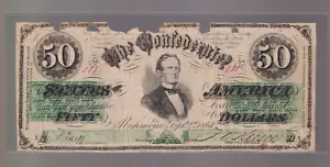 Rare T-16 CONTEMPORARY COUNTERFEIT 1861 Confederate $50 note - Picture 1 of 2