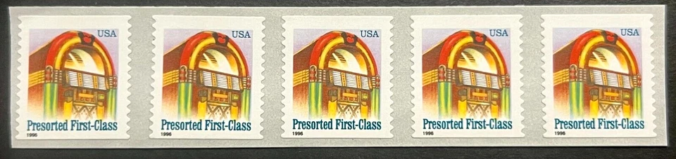 Scott#: 2912A - American Scenes: Juke Box - Presorted 1st Class Strip of Five - Image 1 of 1