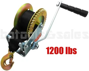 1200lb Mano de cabrestante Correa de manivela Cabrestante de servicio pesado ATV Jet Ski Trailer Barco BLK - Imagen 1 de 1