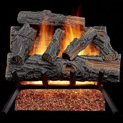 HearthSense Vented Gas Fireplace Log Set, 18In. 45K BTU, Model# MO18HVL - Image 1 of 4