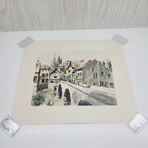 Vintage Franz Herbelot Chartres Water Color Print 
