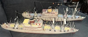 2 VTG Ideal Assembled Balsa Wood Model Boat Steam Ships Display 26” Nautical - Picture 1 of 23