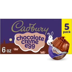 Cadbury Chocolate Creme Egg Milk Chocolate Easter Candy, Eggs 1.2 oz, 5 Count - Picture 1 of 5