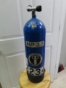 U.S. Divers Aqua-Lung, HP 3.5, 100 cf, 3500 psi, Steel SCUBA Tank-Blue - Picture 1 of 4