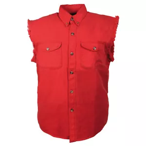 Milwaukee DM4007 Performance Men's Red Lightweight Sleeveless Denim Shirt - Picture 1 of 2