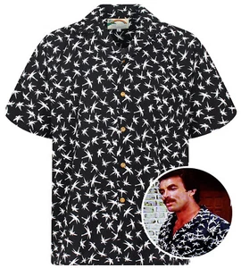 Original Tom Selleck Magnum Shirt Made in Hawaii Dragonfly Black - Bild 1 von 8