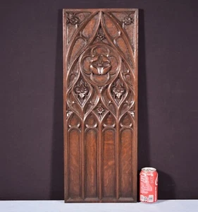 27" Francuski antyczny gotycki panel odrodzenia z litego drewna dębowego Odzyskiwanie końca 1800 roku - Zdjęcie 1 z 12