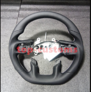Black Leather Perforated Heated Steering Wheel For 2019+ ram 1500 laramie rebel