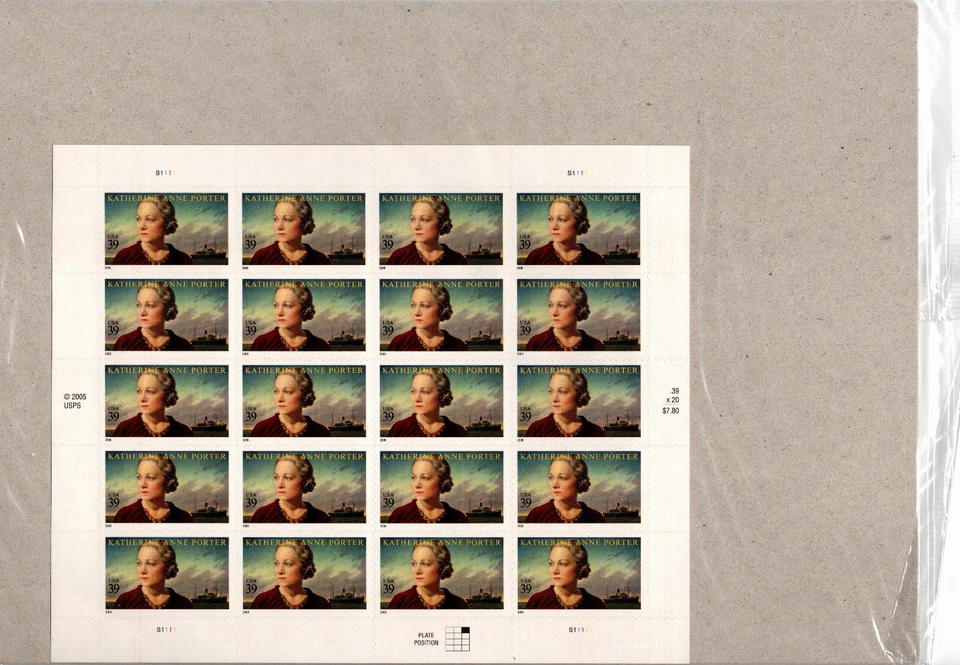USA 2006 KATHERINE ANNE PORTER AUTHOR 20 STAMPS SHEET ONE DESIGN SCOTT 4030 MNH - Image 1 of 4