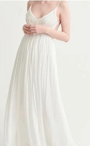 Maxi Vestido de Playa Hecho en Italia Terzo Millennio 100% Lino Blanco Talla L - Imagen 1 de 5