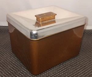 MCM Rame Marrone Poly Flex Repubblica Contenitore Plastica Vintage Anni 60 5x6x4,5 - Foto 1 di 9