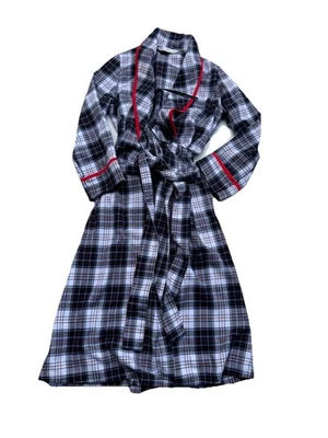 Bata a cuadros de franela St Michael Marks And Spencer con cinturón azul rojo para mujer M 6-8 Foto 1 de 4
