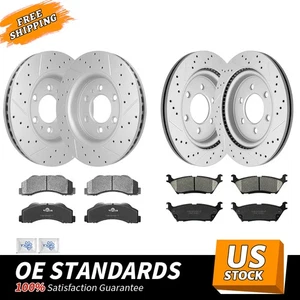 Rotores de freno de disco delanteros traseros y pastillas de cerámica para Ford F-150 Expedition Navigator - Imagen 1 de 8