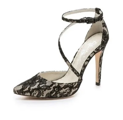 Alice & Olivia Delila Lace Ankle Strap Stiletto Heels Size 8 - Image 1 of 4