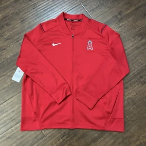 Nike Full Zip Sweater 2XL Mens Anaheim Angels Red Baseball Dri Fit MLB NEW NWT - Picture 1 of 6