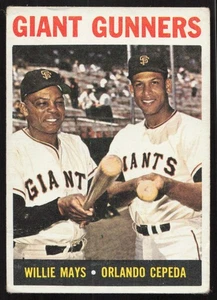 1964 Topps #306 Giant Gunners Willie Mays/Orlando Cepeda HOF VG-VGEX - Picture 1 of 2