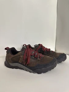 Merrell Hombres Talla 8.5 Arcilla Marrón y Rojo Cuero Anexo Trak Senderismo Zapatos Con Cordones - Imagen 1 de 8