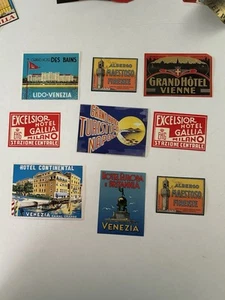 Konvolut 9 echte alte italienische Hotels Gepäck Reise Aufkleber unbenutzt - Bild 1 von 2