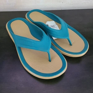 NWT CROCS Swiftwater Wave Flip Flop Sandals Aqua Blue Size 9 (m) - Picture 1 of 6