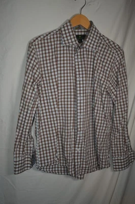 Bristol & Bull Men’s L Brown Blue Gingham Button-Front Paisley Trim Shirt 313 - Image 1 of 4