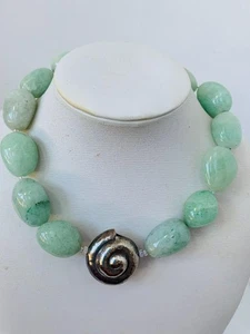 Kühne Seladon grüne Jade Halskette mit Silber Anhänger 17 Zoll - Bild 1 von 9