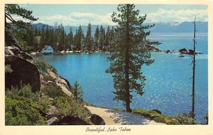 "BEAUTIFUL LAKE TAHOE" California-Nevada 1963 Chrome Vintage Postcard - Picture 1 of 2
