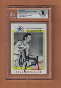 Tarjeta firmada AUTÉNTICA 1983 Topps History Greatest Olympians firmada por Bill Bradley - Imagen 1 de 2